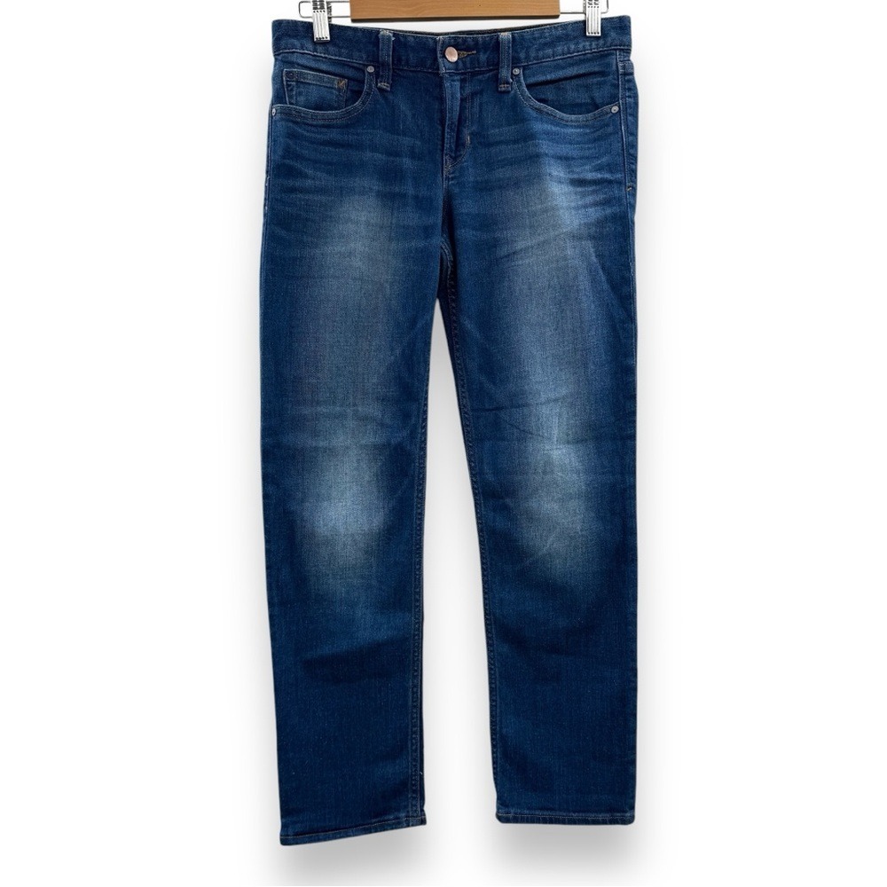 Gap Real Straight Jeans Size 27 Medium Wash Laguna Blue Mid Rise‎ Stretch Denim